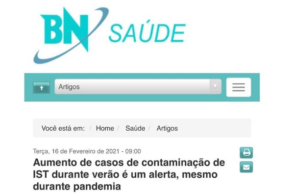 Bahia Notícias – Aumento de IST no Verão é um alerta – fevereiro 2021