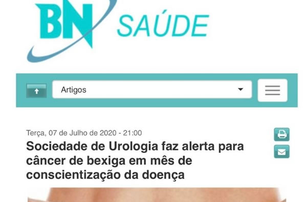 Bahia Notícias – SBU-BA faz alerta sobre câncer de bexiga – julho 2020