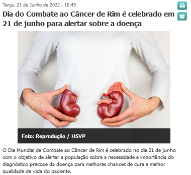 Dia do Combate ao câncer de rim é celebrado em 21 de junho para alertar sobre a doença