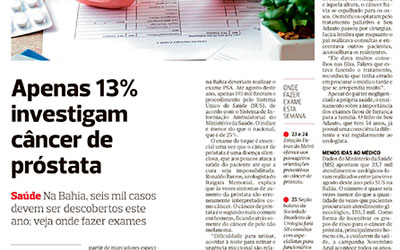 Jornal Correio – Apenas 13% Investigam Câncer de Próstata